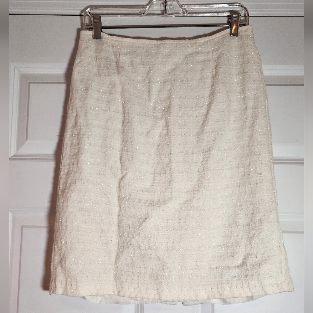 Covington Ivory Sparkle Layered Zip Back Pencil Skirt Size 6